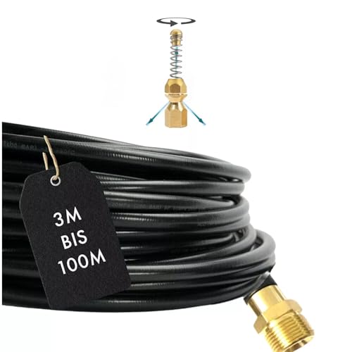 M&M Smartek Tuyau de nettoyage de canalisations pour Kränzle M22 AG, avec 3 buses, tuyau haute pression, flexible de nettoyage (buse en spirale, 10 m)