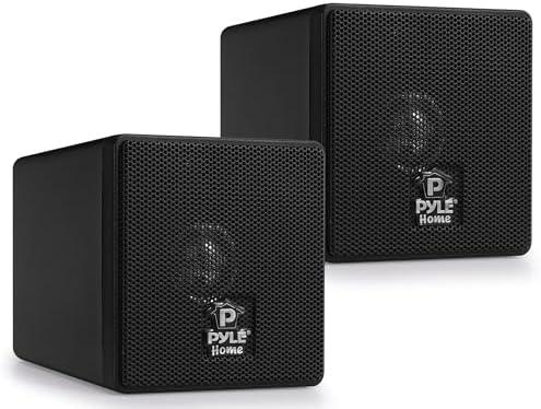 Pyle Home PCB3BK 3-Inch 100-Watt Mini Cube Bookshelf Speakers - Pair (Black) (Pair)