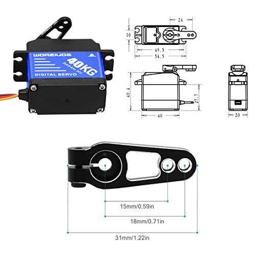 Woaeiuos 40Kg Rc Digital Servo Coreless Servo, High Torque Waterproof Metal Gear Servo With 25T Servo Horn 1/10 1/8 Rc Car Rc Crawler Robot Boat #TOP1