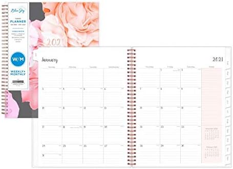 Blue Sky 2021 Weekly & Monthly Planner, Frosted Flexible Cover, Twin-Wire Binding, 8.5" x 11", Joselyn