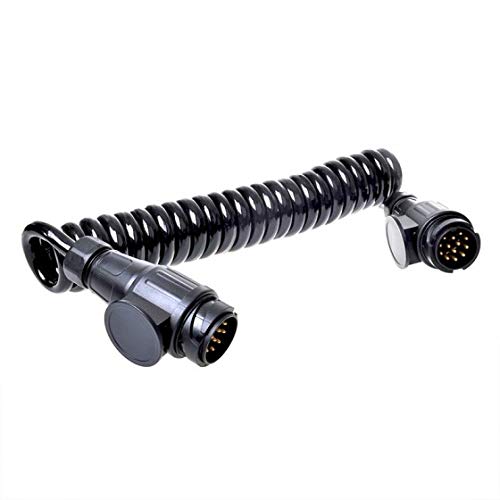 ProPlus 343538 Spiralkabel Anhängerkabel Länge 3,5 Meter 8 Adern mit 2 x Stecker 13-polig PVC