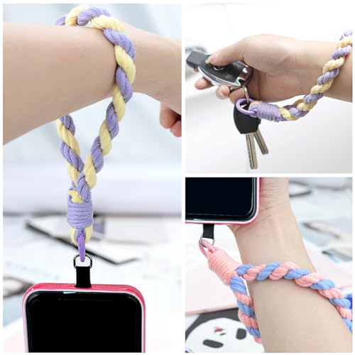 Boho Macrame Phone Wrist Strap, Cell Phone Lanyard with Tether Tab, Purple - Photo 75 sur 85