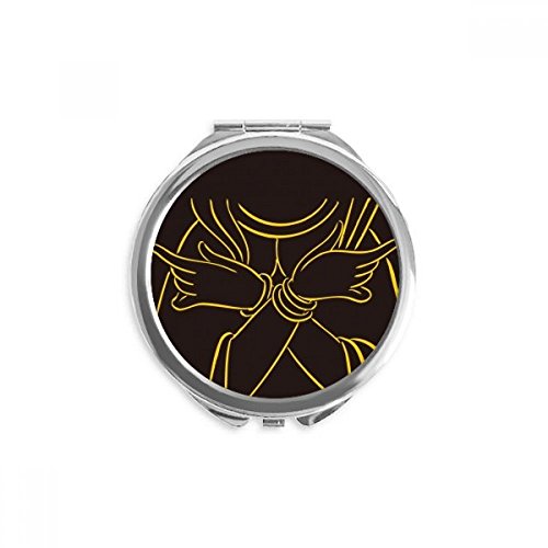 Miroir rond de poche bouddhisme motif main de bouddha pour retouches maquillage