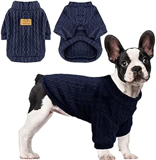 ABRRLO Dog Jumpers Small Medium Pet Dog Cat Sweater with Legs Soft Warm Knitted Pullover Clothes Boys Girls Puppy Knitwear Cat Sweatshirt Coat Apparel (Navy blue,S)