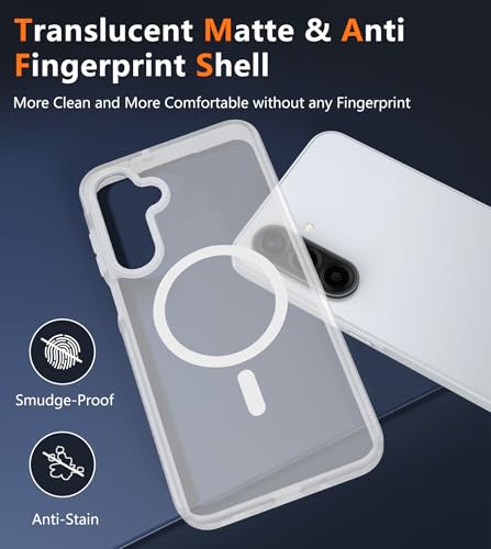 Image of FNTCASE for Galaxy A26 5G Phone Case: Magnetic Matte Translucent Military Grade Drop Protection Cell Phone Cover - Slim Rugged Durable Shockproof Protective for Samsung A26 Cases - White