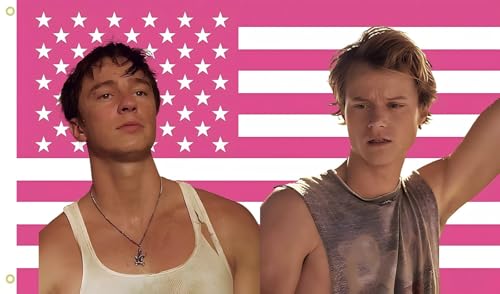 WENWELL JJ and Rafe USA Flag Tapestry - Funny Pink OuterBanks America Flag 3x5 Feet Polyester Banner for College Dorm Room Bedroom Outdoor Parties Decor with Brass Grommets