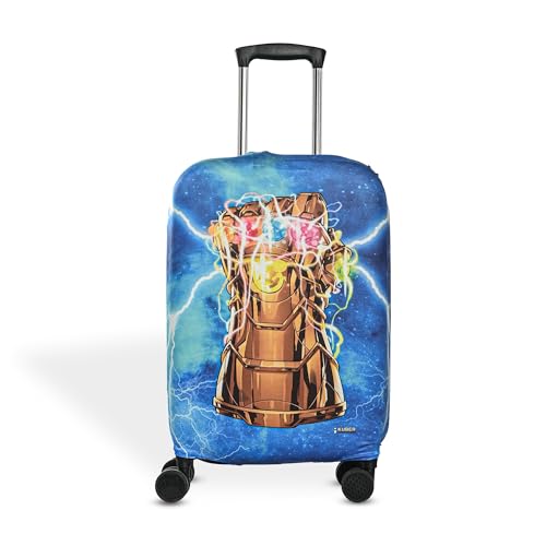 Image of Kuber Industries Polyester Suitcase Covers Large Size with Marvel Infinity Gauntlet Print | Washable Trolley Cover for Travelling | Stretchable Luggage Covers for Suitcases | 26-30 Inch | Sky Blue