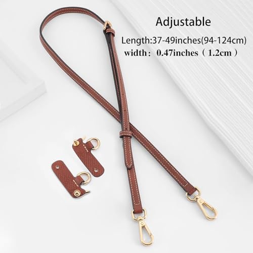 Bag Leather Strap Replacement Crossbody Shoulder Straps for XS Le Pliage MINI Pouch, No Damage Conversion Kits Accessories With Gold Buckles Hardware(MINI-Brown-Gold)4