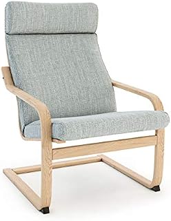 Vinylla Armchair Replacement Cover Compatible with Ikea Poang (Cushion Design 3, Polyester - Light Grey)
