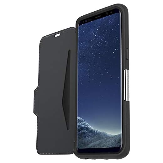 OtterBox Strada etui elegant, robust folio skyddsfodral av äkta läder för Samsung S20, svart, lämplig för Samsung S8, Samsung Galaxy S8, skugga