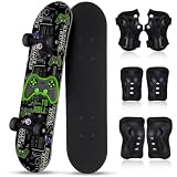 Honoson 7 Pcs Skateboard Kids Set,Game Controller,Age 6-10 Kids 24 x 6