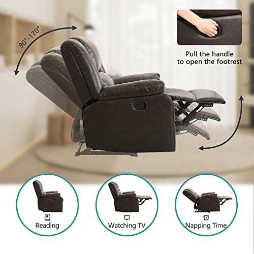 Ryongii Breathable Leather Recliner Chair,Lazy Boy Recliner For Height 5.0-5.6 Feets,Overstuffed Seat And Breathable Fabric Manual Sofa For Living Room,Bedroom(Dark Brown, Single) #TOP3