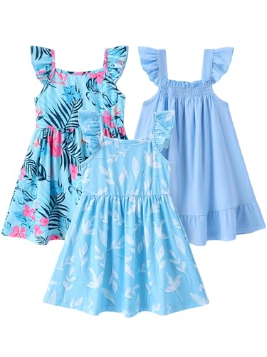 Multipack girl toddler dresses with tropical prints