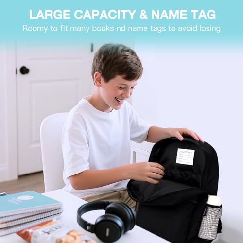 Image of STEAMEDBUN Black Backpack for School,Teens Boys Backpack for Elementary School Bag