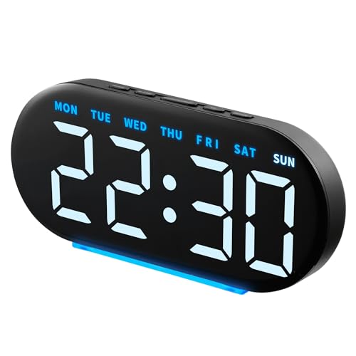 Ayybboo Despertador Digital 7,09' con Pantalla LED Grande, Reloj de Noche con Luz Nocturna 3 Niveles, Doble Alarma Programable, USB Carga y Temperatura, Snooze,12/24H