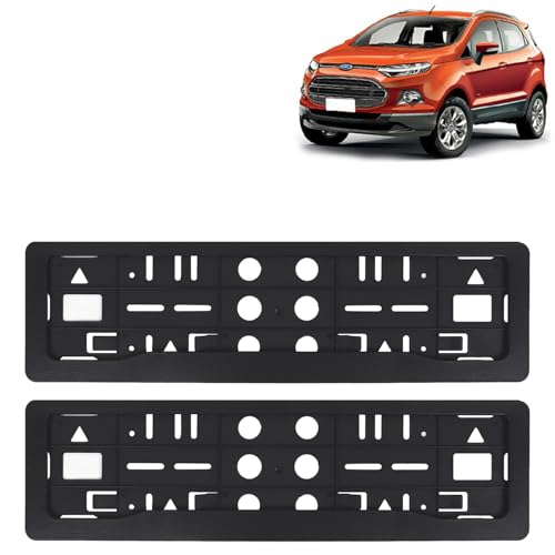 Image of KINGSWAY Ecosport Car Number Plate Frames for All 2012 to 2016 Models of Ford Car Registration Plate Holders, Black Licence Plate Covers (Front and Rear), Universal Size 51.5 x 14.5 cm