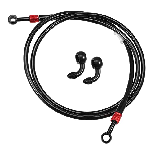 A ABSOPRO 1 Juego AN3 28 90 Grados Motocicleta Freno Manguera Línea 150cm Negro