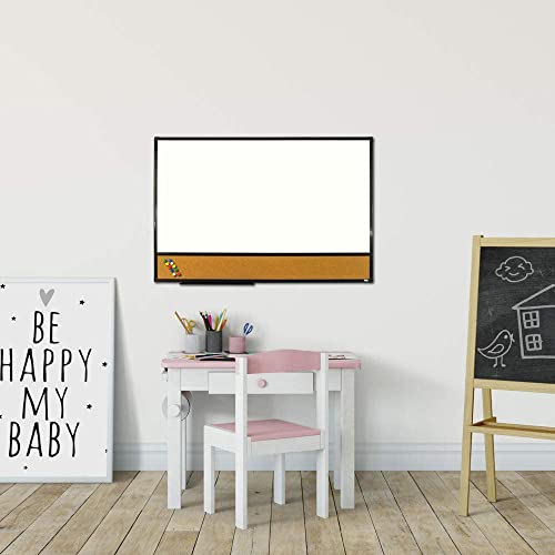 Xboard Magnetic Whiteboard 36 X 24 - Combo Whiteboard Dry Erase Board/Cork Board, Magnetic White Board + Corkboard With Black Aluminum Frame, 10 Colorful Push Pins & Marker Tray Included #TOP2