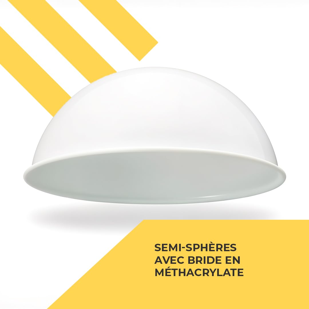 Demi-sphère avec Rebord - Acrylique - Idéal pour des projets de décoration - Intérieurs et extérieurs - Blanc Opale - Dimensions : Ø45cm