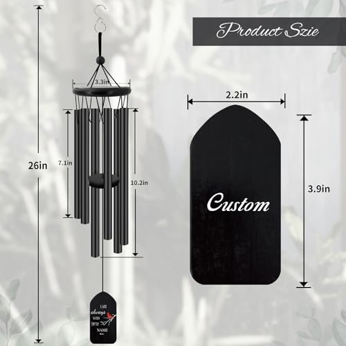 Image of Personalized WindChimes Outdoor Deep Tone,Large Customized Memorial Wind Chimes for Loss of Loved One Engrave Tree of Life,Sympathy Wind Chimes Outside, Gifts for Mother,Garden Home Yard Hanging Decor