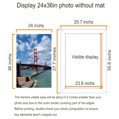Image of LUCKYLIFE 24x36 Poster Frame, Display 20x30 with Mat or 16x24 Without Mat, Wall Hanging Frames Engineered Wood with Plexiglass Sheets, 2 Pack, Brown