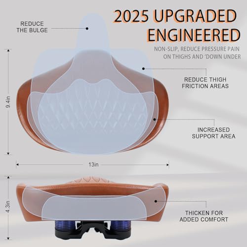 Image of BUCKLOS New Noseless Bike Seat for Comfort Men&Women Extra Wide Bicycle Seat Cushion Oversized Comfortabele Foam Padded Bike Saddle for Peloton Exercise Bike Ebike Cruiser Bikes