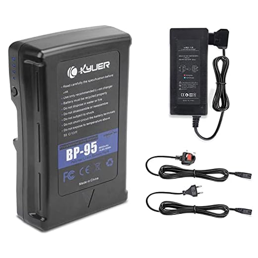 K KYUER 95 Wh 6600 mAh BP-95 V-Mount V-Lock kamerabatteri och adapter för Sony videokamera BMCC ARRI Canon EOS AJA CION Blackmagic URSA Cine Alta USB-utgång D-kran LED-panel BP-L60A BP-800S