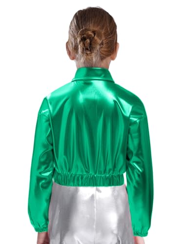 JEATHA Kids Shiny Metallic Bomber Jacket for Boys Girls Motorcycle Baseball Windbreaker Long Sleeve Zip Up Coats2