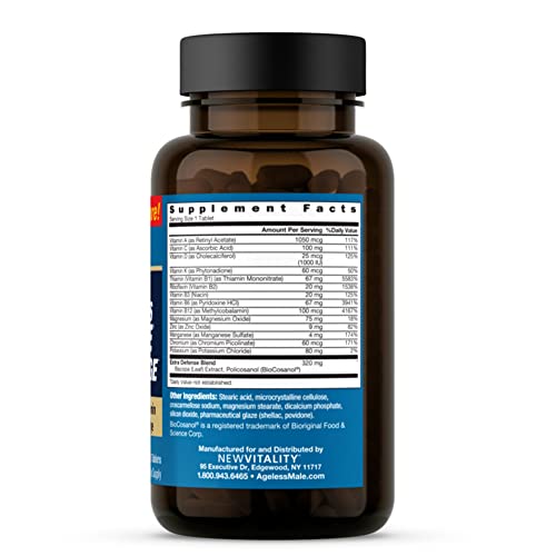 Ageless Male Advantage Premium Once A Day Multivitamin For Men 50 Plus, Plus Brain And Cholesterol Care, Vitamins A C D K B1 B2 B3 B6 B12 Zinc & Extra Defense Blend - 45 Tablets #TOP1