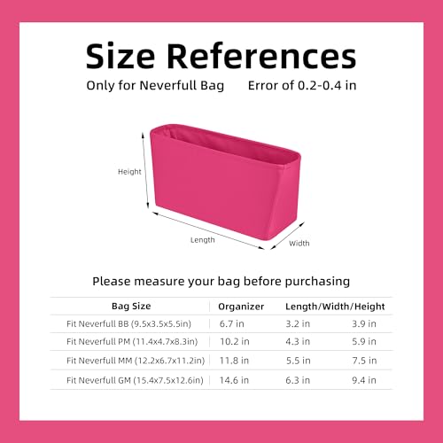 Image of DGAZ Purse Organizer Insert Fits Neverfullbag BB /PM /MM /GM,Silk Bag Organizer,Luxury Handbag & Tote Shaper(Peach Pink,BB)