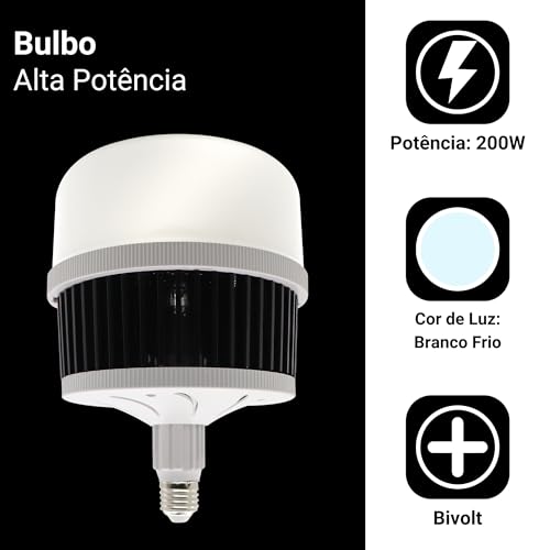 Lâmpada Led Bulbo 200w Alta Potência E27 E40 Bivolt Luz Frio