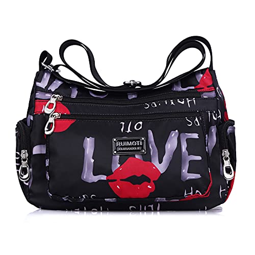 Image of NOTAG Crossbody Bags for Women Nylon Shoulder Bag Floral Multi-Pocket Purses and Handbags