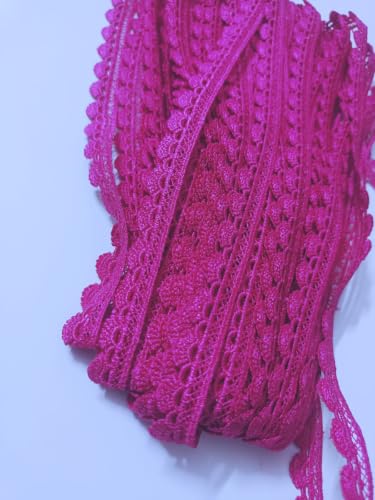 Image of Swag White Cotton Trim Laces and Borders Material for Saree Border, Suit, Kurta, Dupatta, Blouse, Gown, Lehenga & Neckline (Pink, 9 Meter)