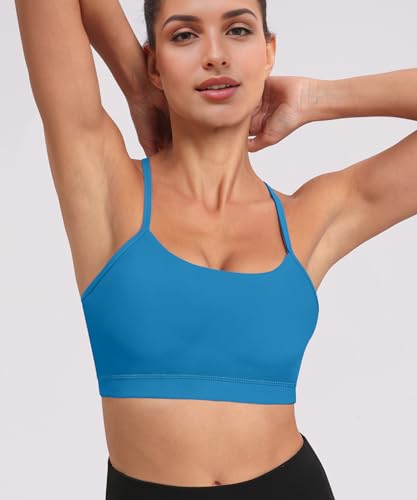 Spaghetti Strap Padded Sports Bras for Women - Y Back Yoga Workout Tops (3 Pack)3