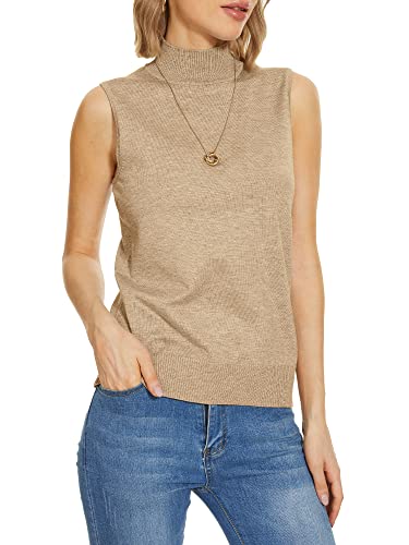 Image of INKOFF Sleeveless Mock Neck Turtleneck Knit Tops Women Dressy Casual Sweater Vest Business Work Tank