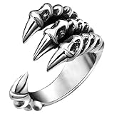 shiYsRL Exquisite Jewelry Ring Love Rings Men Women Vintage Eagle Claw Open Finger Ring Adjustable Rocker Jewelry Gift Wedding Band Best Gifts for Love with Valentine's Day - Silver