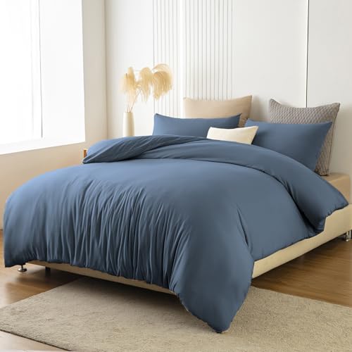 Soifox Bettwäsche 180x200 Hellblau - aus Mikrofaser Bügelfrei & Knitterfrei Bettbezug 180 x 200 Set mit 80x80 cm Kissenbezug 2er Set Bettwasche mit...