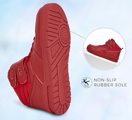 Image of LUCKY STEP Women High Top Fashion Sneakers Ankle Boots | Basketball Walking Tennis Shoes Platform Hook and Loop Faux Leather Sneaker