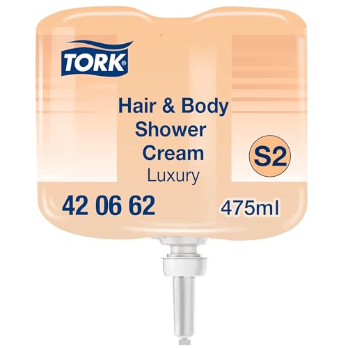 Tork luxuriöse 3‑in‑1 Hair & Body Mini-Duschcreme S2, Argan-Vanille-Duft, 475 ml, 420662
