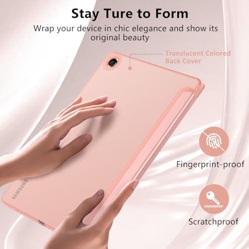 Image of MoKo Trifold Case for Galaxy Tab A9 Plus /A9+ 11 Inch 2023, Rose Gold | Slim Stand Hard PC Translucent Back Shell Smart Cover, Auto Sleep /Wake, Light, Anti-scratch, 2 Adjustable Angle