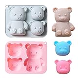 【Tamaño del molde de gel de sílice】 Recibirás 2 moldes de silicona para hornear de oso (2 colores), el tamaño del molde de oso es de 17,4 x 13,3 x 3,4 cm.