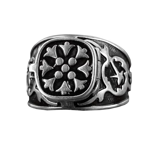 Sterling Silver Hidden Compartment Ring for Men - 925 Silver Poison Box Ring, Unique Secret Storage Jewelry