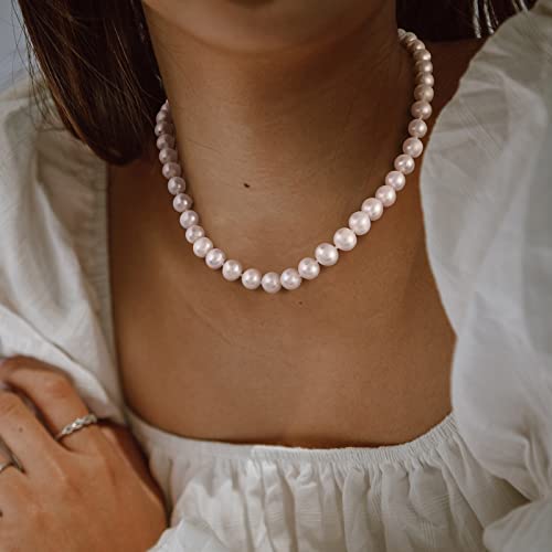 White Freshwater Genuine Cultured Real Pearl Necklace for Women:925 Sterling Silver Clasp-Real Natural Pearl in AAA Quality- Classic Wedding White Dainty Chain Jewelry for Women - Image 4