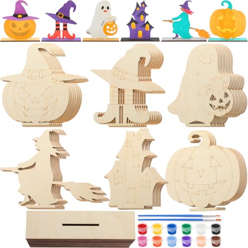 DoubleFill 24 Pcs Halloween Painting Crafts Kits for Kids DIY
