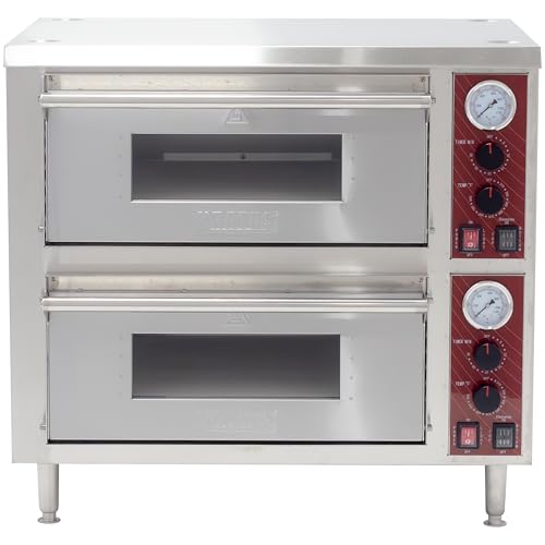 Kratos Commercial Oven, Double-Deck Countertop Electric Pizza/Bakery Oven, Stainless Steel, Cooks 18" Diameter Pizzas, 240V, 3200W (29M-063)