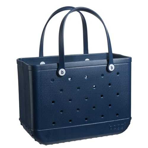 Image of BOGG BAG Bitty Waterproof Washable Tip Proof Durable Open Tote Bag for the Beach Boat Pool Sports 11x8.5x4.5 - Lightweight Cute Tote Bag - Durable Rubber Bags For Women - Navy