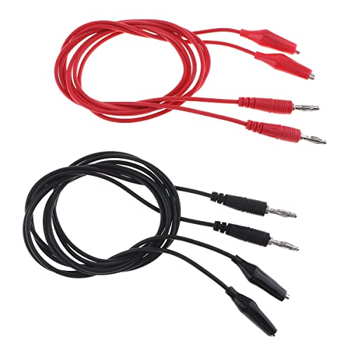Image of 4pcs 4mm Banana Plug to Crocodile Alligator Clips 22AWG Pure Copper Test Leads Cable Kit for Multimeter Test Probe Electrical Test Wire 1M Black and Red