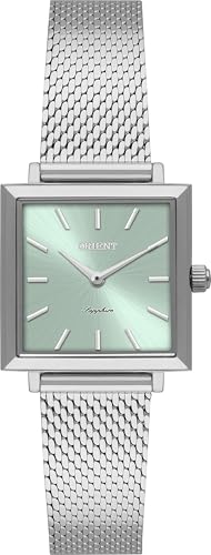 Relogio Orient Eternal Feminino Aco Mesh Prata Fundo Verde Claro LBSS0091 F1SX