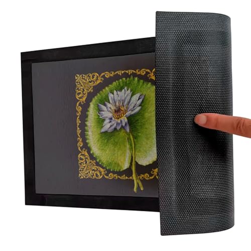 Paillasson Noir Lotus Elegant Botanique Tapis Fleurs Vintage 60x40cm - 5