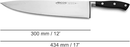 Miniatura 2 de Arcos Cuchillo de chef forjado de acero inoxidable de 12 pulgadas. Cuchillo de cocina profesional multiusos para cortar carne y verduras. Mango